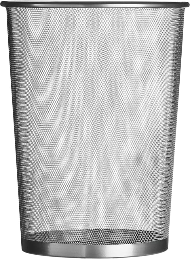 Premier Housewares Large Mesh Waste Paper Bin, 35 x 30 x 30 cm - Silver